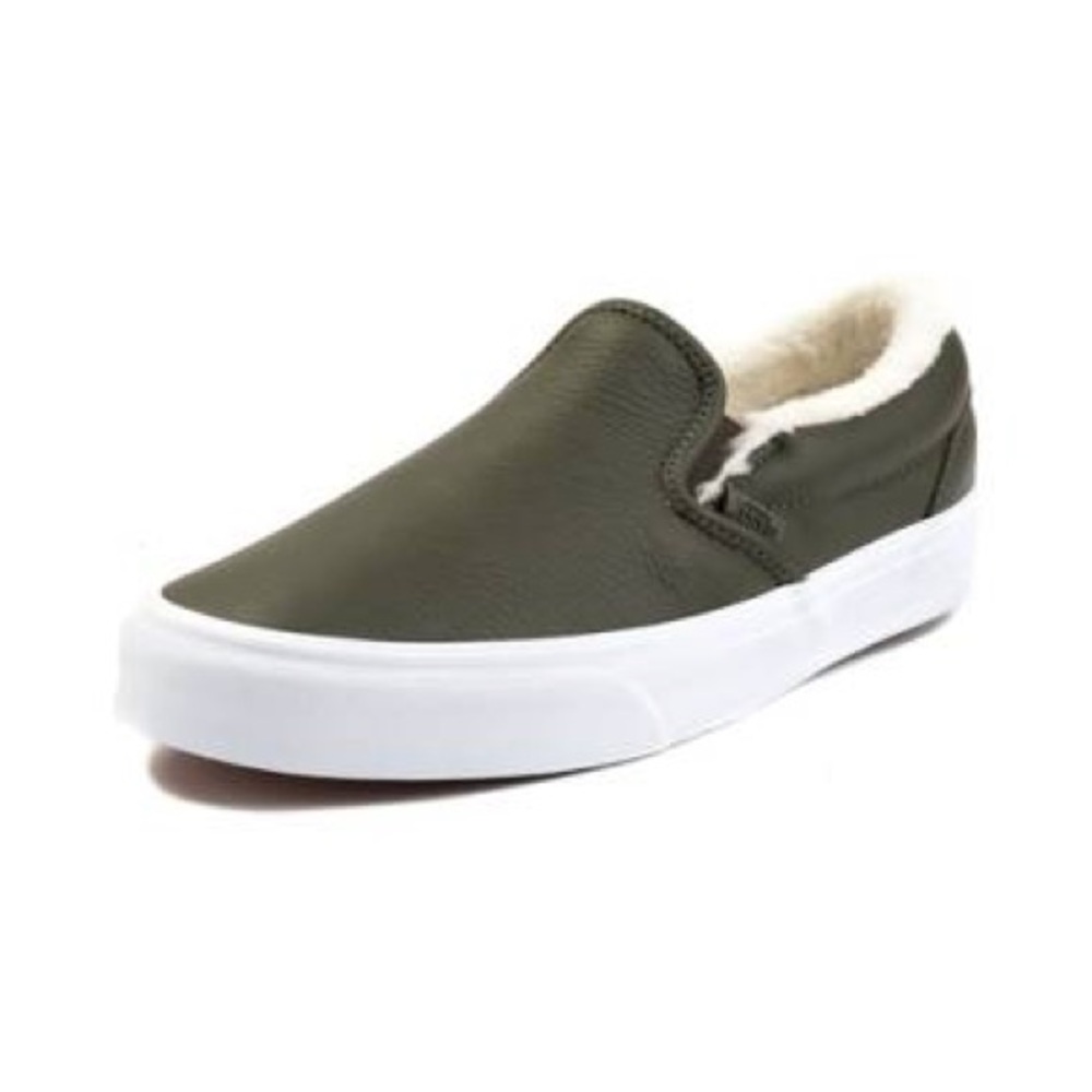 [NWT] Vans Leather & Fleece Slip On Shoes, Sz 8.5